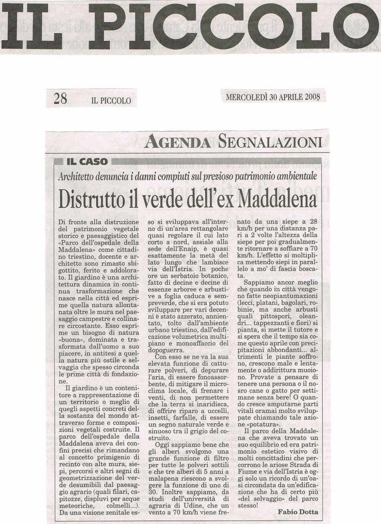 DISTRUZIONE DEL PARCO DELLA MADDALENA