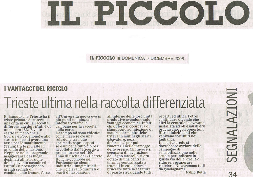 RACCOLTA DIFFERENZIATA A TRIESTE