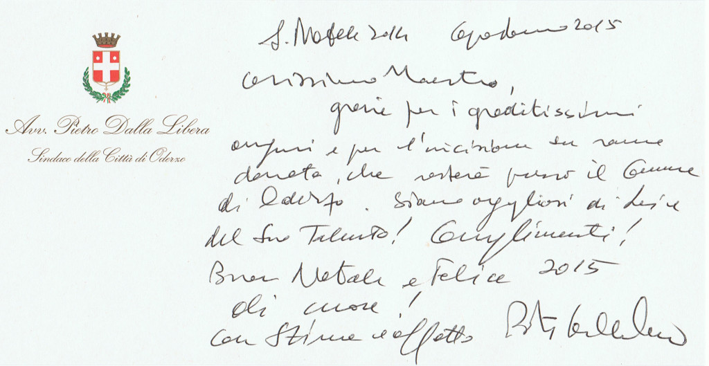 AUGURI DEL SINDACO DI ODERZO
