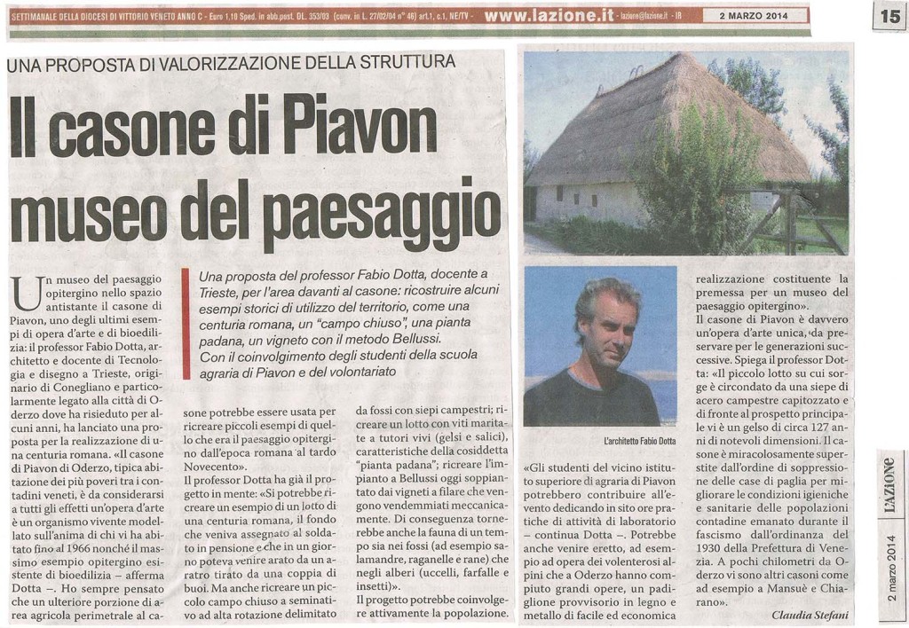 L'AZIONE (MARZO 2014) ART. SUL CASONE DI PIAVON