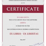 2017_CERTIFICATO DALLA BIBLIOTECA DI RUSE (BULGARIA)